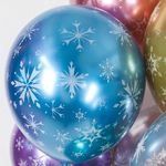 Шар (12''/30 см) Искры снежинок, Ассорти, хром, 5 ст 25 шт.