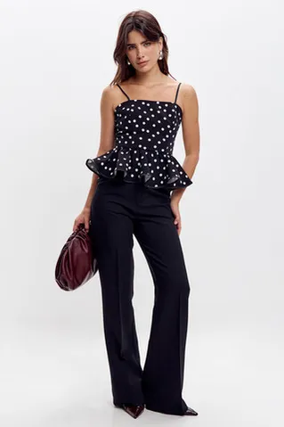 Топ в горошек черного цвета