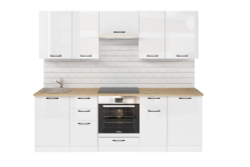 Кухонный гарнитур Жасмин экстра 1 3000мм (Белый глянец/Белый, Дуб бунратти)