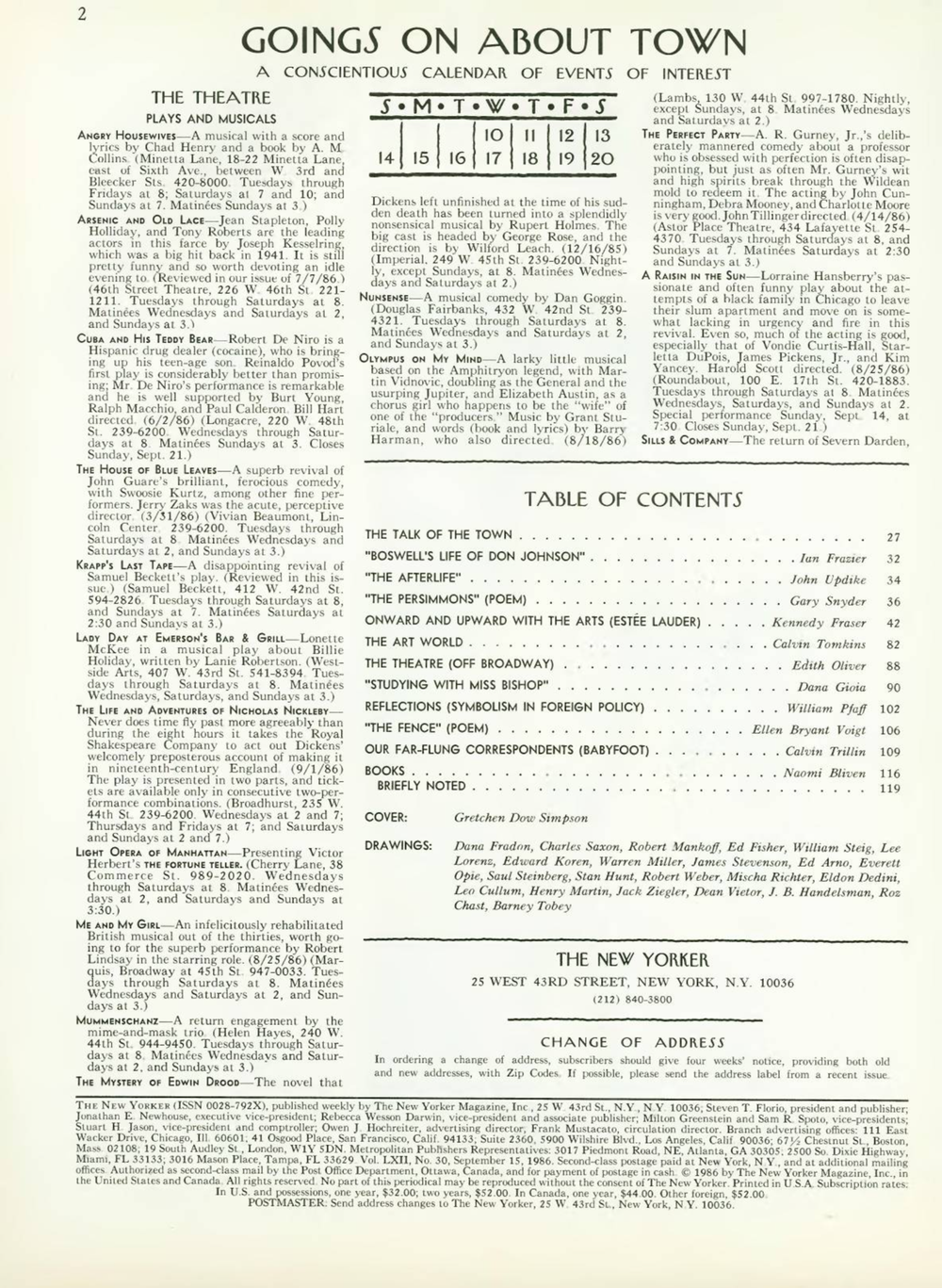 Журнал The New Yorker 15-09-1986