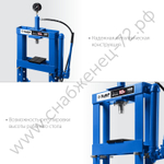 ЗУБР ПГН-10, 10 т, гидравлический пресс с гидронасосом и манометром, Профессионал (43072-10)