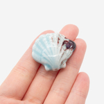 Бусина в форме ракушки, 28,6*31,8мм, бордово-голубая, глазурированный фарфор