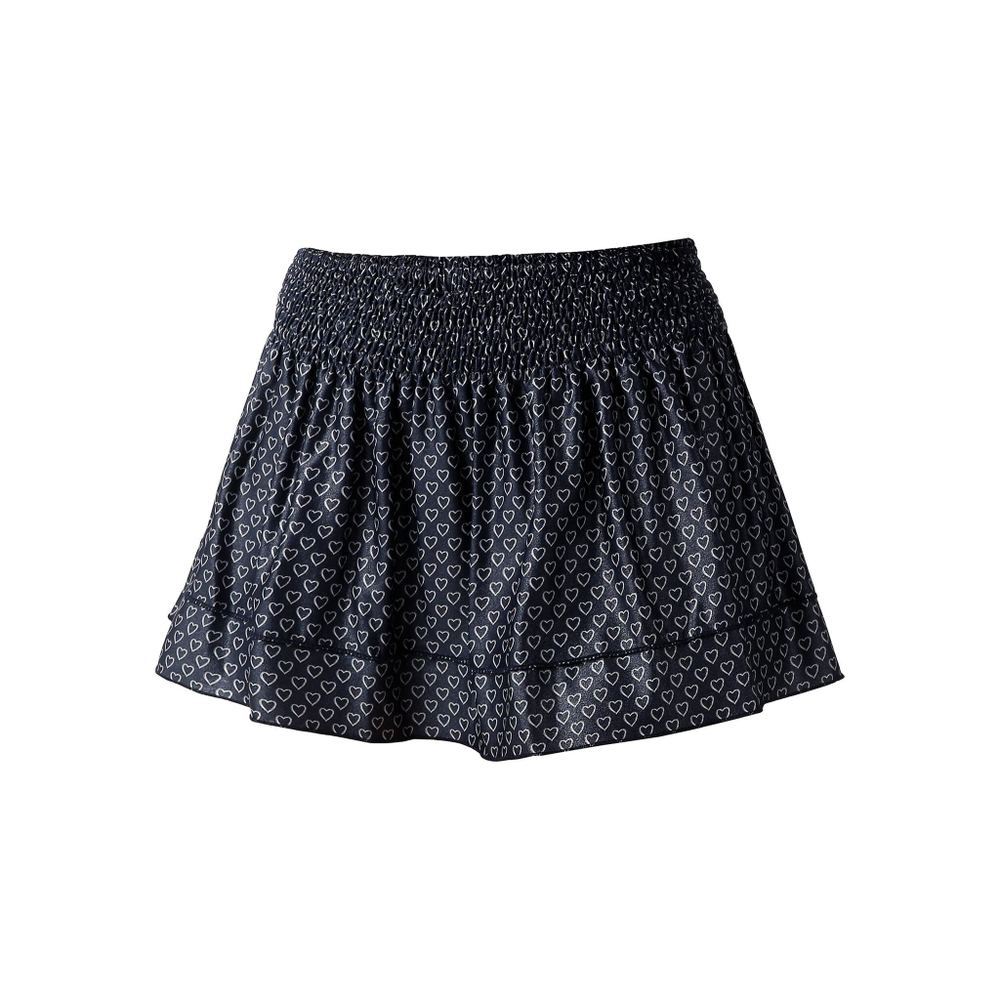 Женская теннисная юбка Lucky in Love Full Of Love Smocked Skirt Women - Dark Blue, White