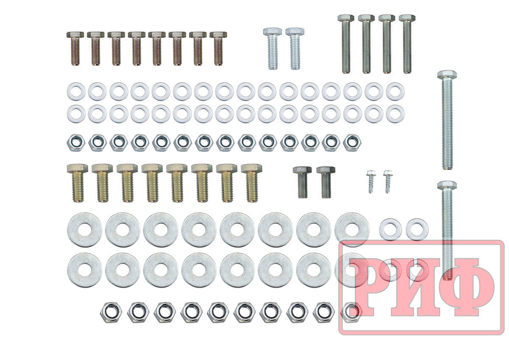 Бампер силовой передний Mitsubishi Pajero Sport 2015-2020 с доп. фарами (арт. B0205), защитной дугой, защитой бачка омывателя РИФ
