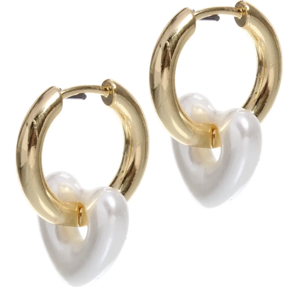 Серьги из гиппоалергенного металла со стразами «ПАЛУМНА», сердечки, цвет золото и серебро, 2,5см