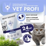 Влажный для кошек паучи Best Dinner Vet Profi Renal 0,085кг (диета при почечной недостаточности) курица кусочки в соусе. 24 упаковки