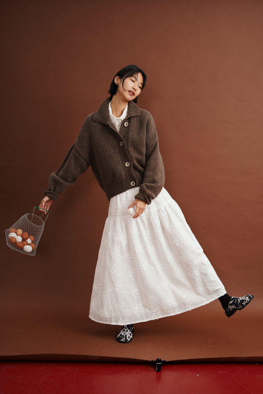 Юбка с кокеткой из хлопкового шитья "Цветы"