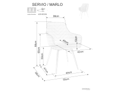 Стул SIGNAL MARLO Velvet Bluvel 14 серый/черный, поворотный