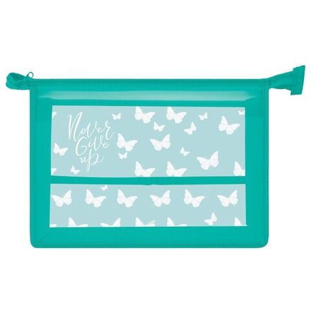 Папка для тетрадей 1 отделение А4 на молнии Пчёлка ТПК, Белые бабочки