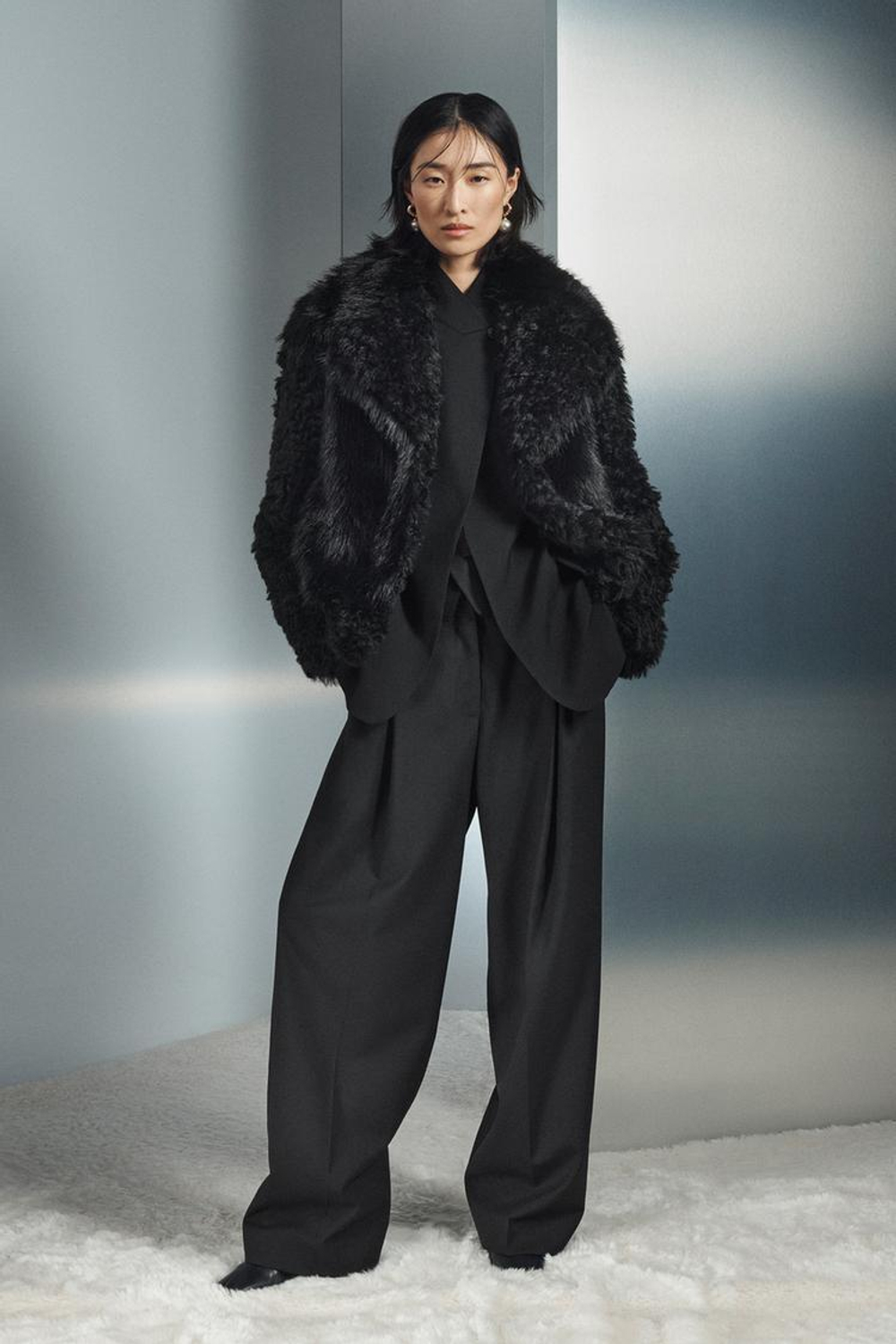 ZARA БЛЕЙЗЕР ИЗ СМЕСОВОЙ ШЕРСТИ — ZW COLLECTION, ЧЕРНЫЙ