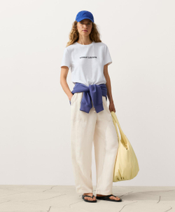 Oysho Прямые брюки из смеси лиоцелла и 24% льна, экрю