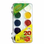 Краски акварельные ГАММА "Пчелка", 20 цветов, медовые, без кисти, пластиковая коробка, европодвес, 212033