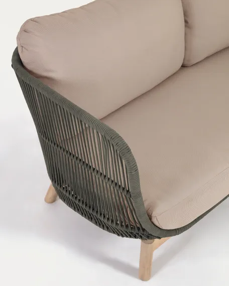 Трехместный уличный диван Catalina, зеленый корд, массив акации