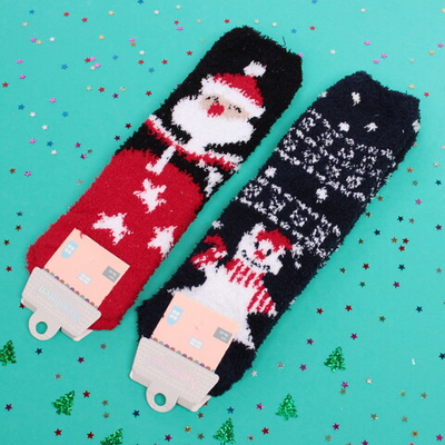 Носки женские махровые «New Year's puff», микс 2 цвета, р. 36-40 (крючок, пакет, стикер)