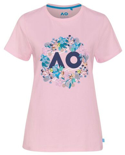 Женская теннисная футболка Australian Open T-Shirt Flower Logo - pink