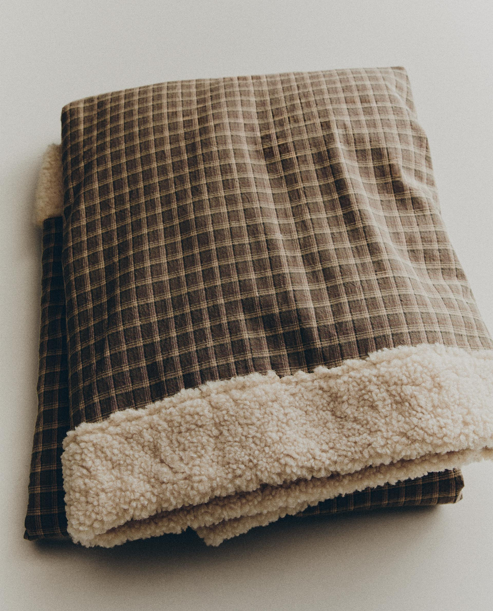 Zara Home плед из хлопка, зелёный, в клетку · 3338/004