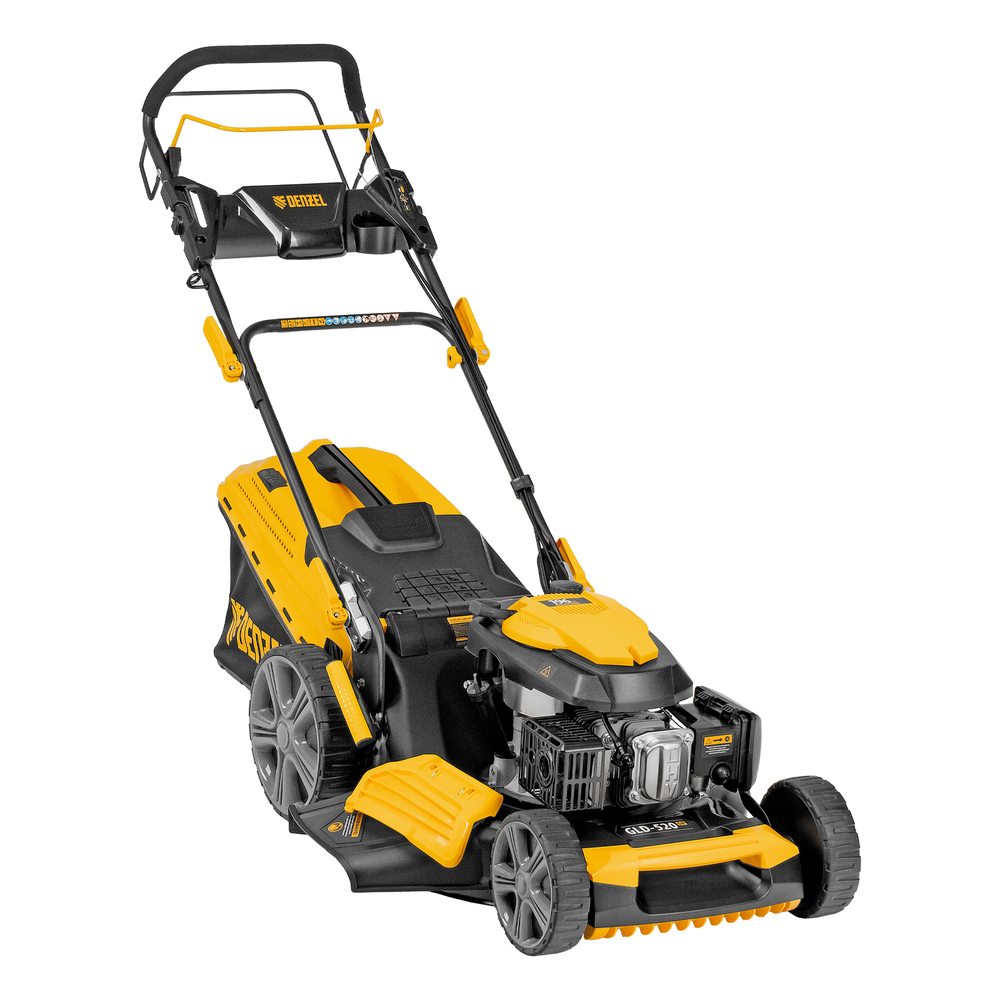 Газонокосилка бензиновая GLD-520SP, 196 куб.см, ширина 52 см, привод, 7 уровней,травосборник 60 л Denzel