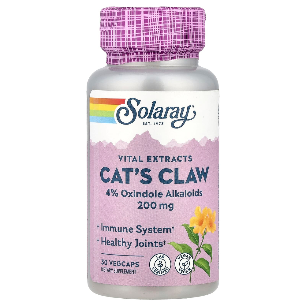Solaray, Vital Extracts, кошачий коготь, 30 растительных капсул