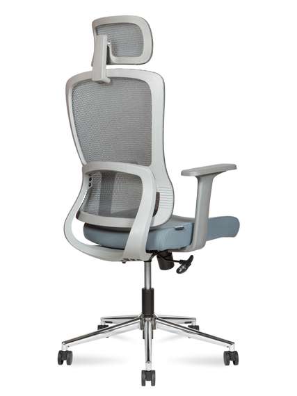 Кресло офисное Норден / Лайт грэй / Light grey / серый пластик/серая  серка/серая ткань/хром база