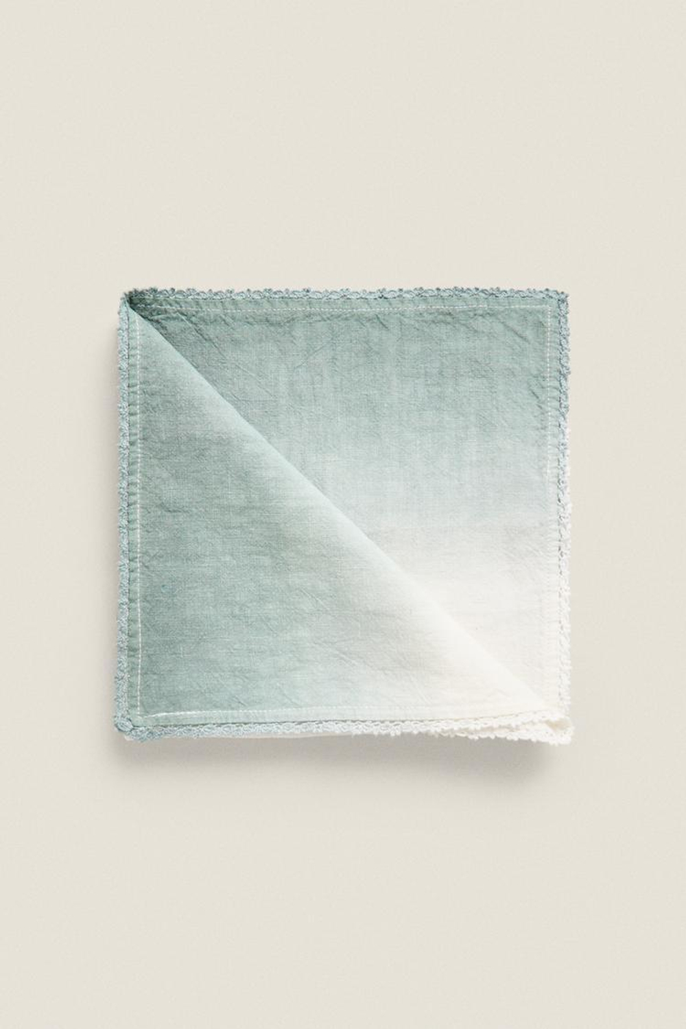 ZARA HOME ГРАДИЕНТНАЯ ЛЬНЯНАЯ САЛФЕТКА (НАБОР ИЗ 2 ПРЕДМЕТОВ), ЗЕЛЁНЫЙ/СИНИЙ