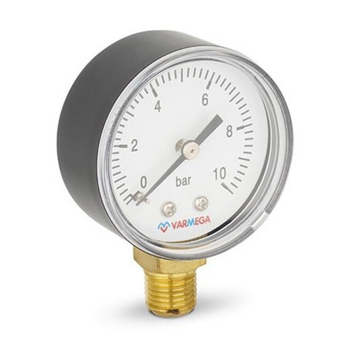 Манометр VARMEGA радиальный 50 мм, 10 бар, 1/4quot;, VMMT10-501002