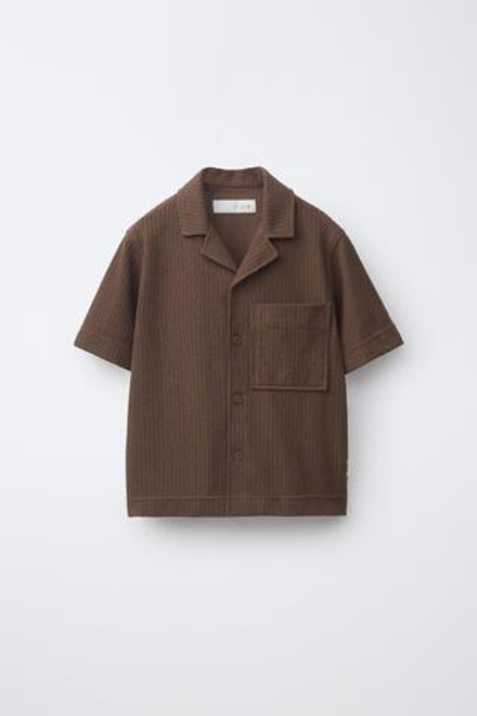 ZARA РУБАШКА С КОРОТКИМИ РУКАВАМИ, ШОКОЛАДНЫЙ