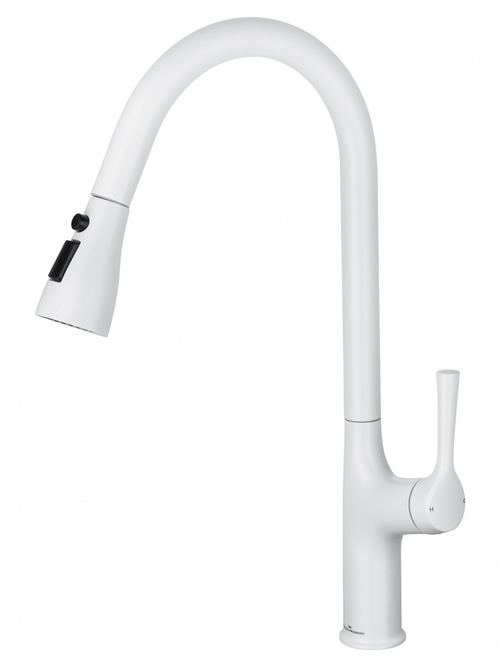 Смеситель для кухни с выдвижным изливом WONZON & WOGHAND, Белый матовый (WW-AE54123-MW)
