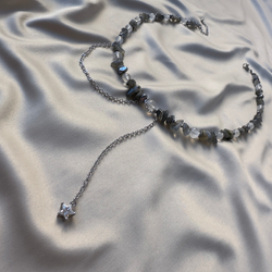 Колье «Лунная Комета» — лабрадорит, адуляр и гематит