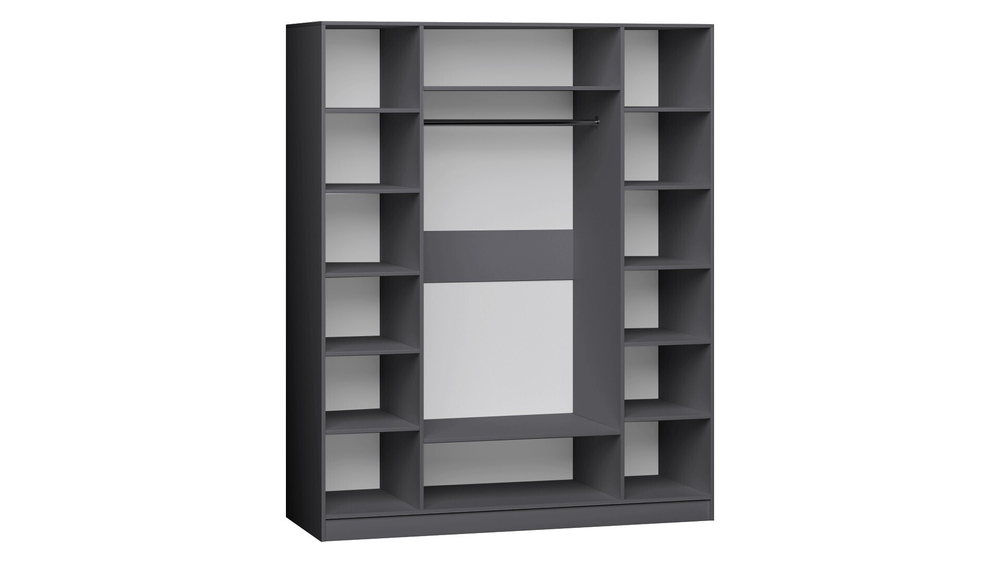 Распашной четырехсекционный шкаф Лорена Пакс-4 с антресолью Черный 0190 PE 160*40*230 см, Черный   Фиеста