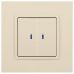 14-1105-02 ЭРА Выключатель двойной с подсветкой, 10АХ-250В, IP20, Эра Elegance, сл.кость