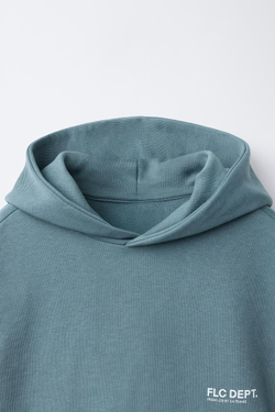 ZARA ФЛИСОВЫЙ ЖИЛЕТ С КАПЮШОНОМ И НАДПИСЬЮ, УТИНО-СИНИЙ