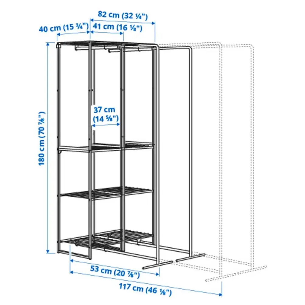 Полка с сушилкой - IKEA JOSTEIN/ЙОСТЕЙН ИКЕА, 180х82 см, белый