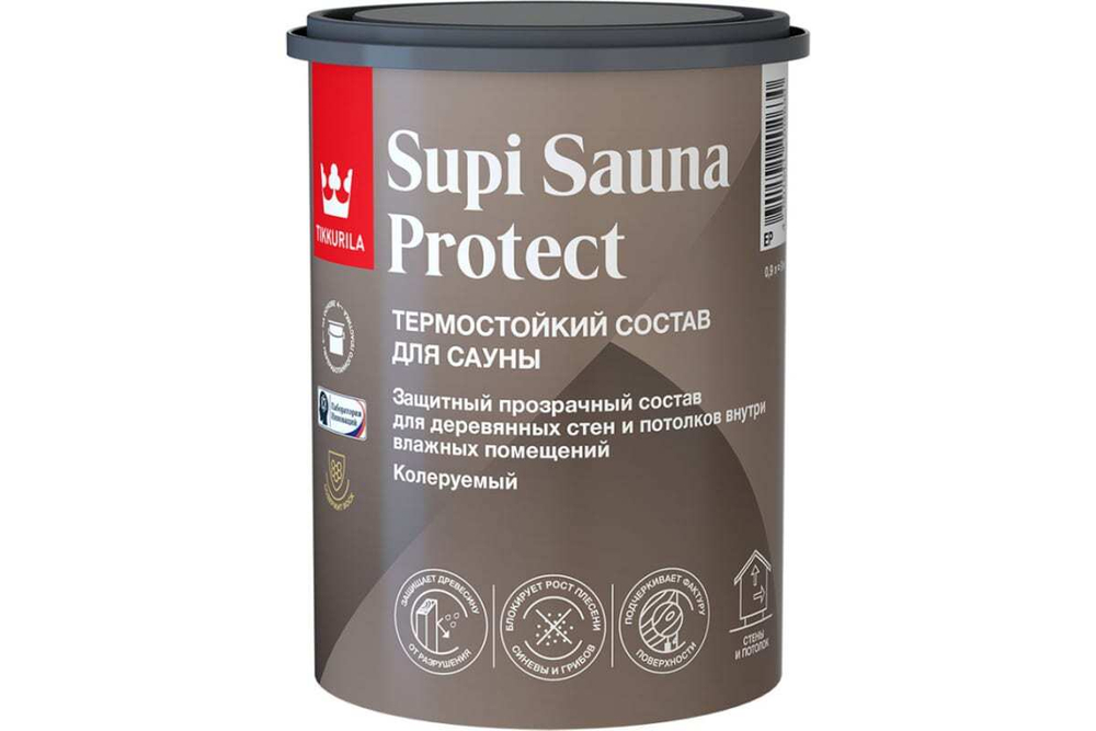 Cостав защитный TIK Supi Sauna Protect (Supi Saunasuoja) для бань и саун EP п/мат (0.9л)
