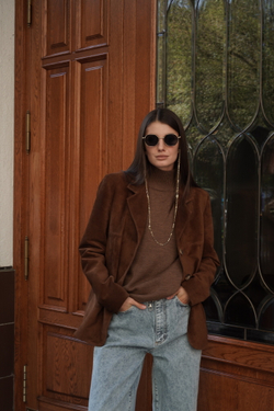 Пиджак кожаный замшевый коричневый