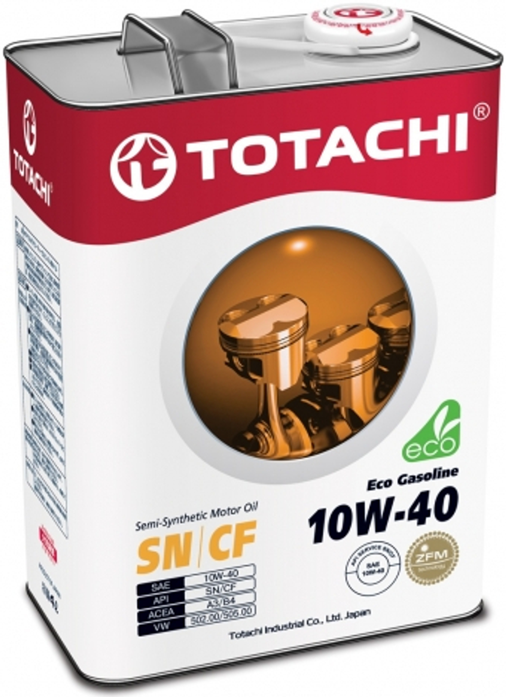 Масло моторное TOTACHI Eco Gasoline, полусинтетическое, 10W-40, SN/CF, 4 л