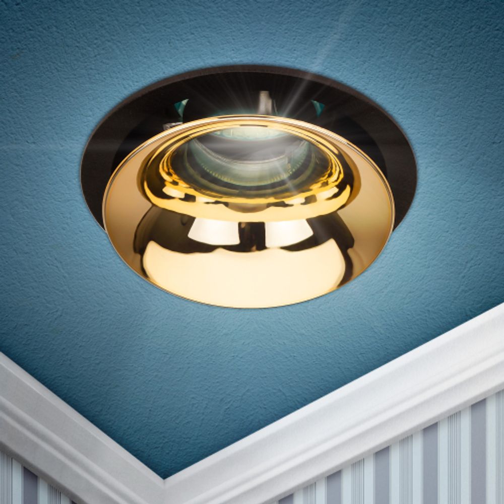 Светильник встраиваемый декоративный ЭРА KL103 BK/GD под лампу MR16 GU5.3 черный/золото | Декоративные встраиваемые светильники