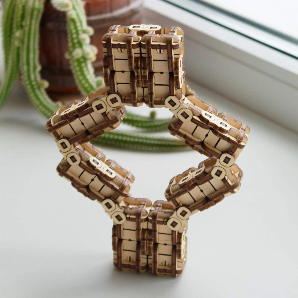 Метаморфик Змейка 3D головоломка от EWA - Антистресс, Деревянный конструктор, сборная модель, 3D пазл