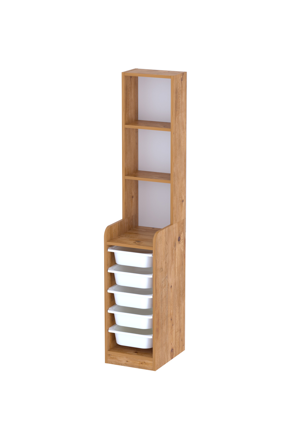 Стеллаж DERYA с 5 выдвижными ящиками - сосна