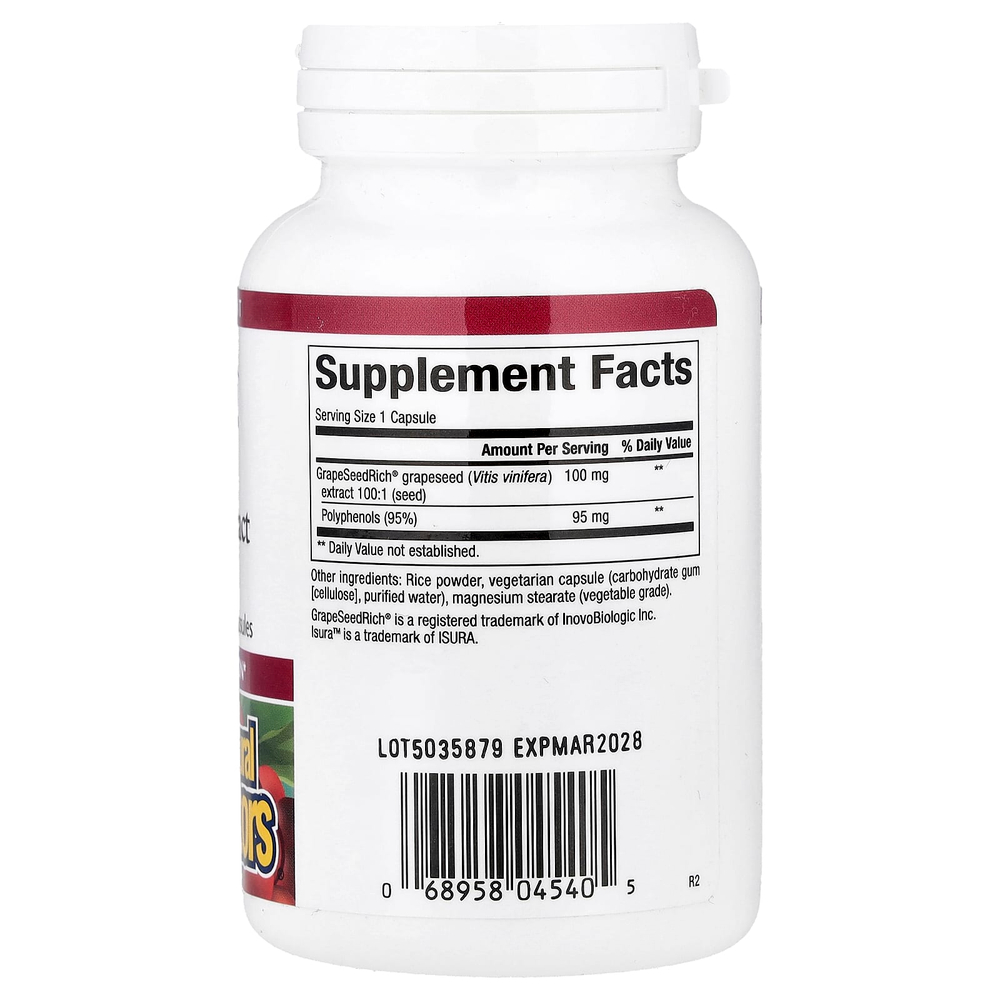 Natural Factors, GrapeSeedRich®, экстракт виноградных косточек, 100 мг, 120 вегетарианских капсул