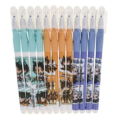 Ручка пиши-стирай "Аниме", 0,5мм, синяя, с трехгранным грипом, 3 цвета микс