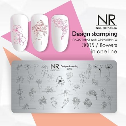 NR Пластина для стемпинга 3005 Flowers in one line