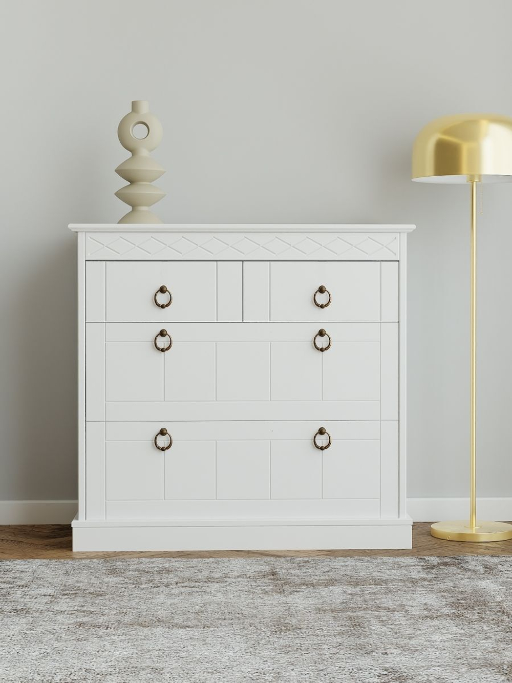 Комод Индра белый с ящиками, МДФ