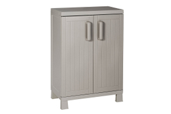 Уличный шкаф TOOMAX 2х дверный глубокий WOOD MIDI (2 полки), тёпло-серый