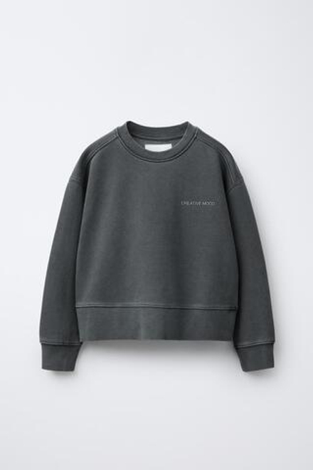 ZARA ТОЛСТОВКА С НАДПИСЬЮ И ЭФФЕКТОМ ПОТЕРТОСТИ, СЕРЫЙ