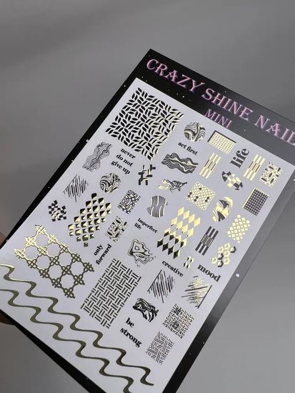 Слайдер-дизайн Crazy Shine Nails mini foil: Золотые узоры