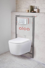 Инсталляция Alcadrain AM101/1120-4:1 RU для унитаза с клавишей смыва M671 хром глянец (AM101/1120-4:1 RU M671-0001)