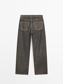 Massimo Dutti Джинсы прямого кроя с высокой талией, золотой