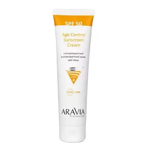 Солнцезащитный антивозрастной крем для лица AGE CONTROL SUNSCREEN CREAM SPF 50, 100 мл ARAVIA Prof