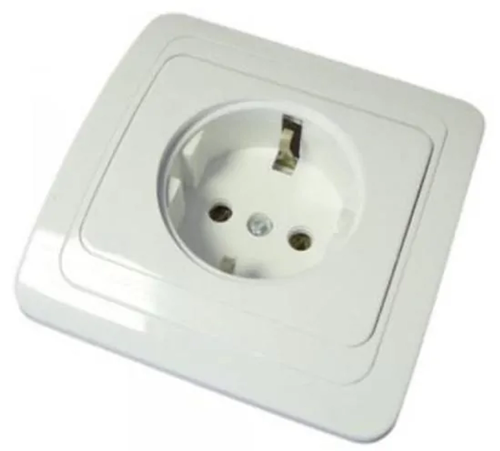 Розетка 1-я скрытой проводки с заземлением со шторками