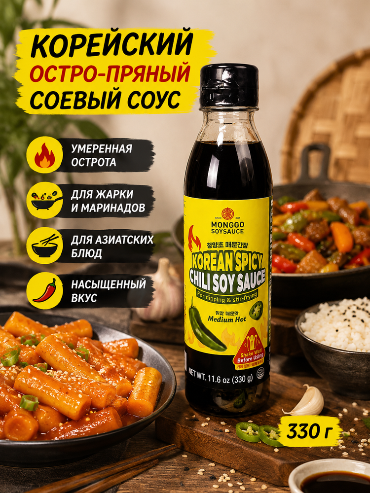 Соевый соус Manggo Korean Spicy среднеострый 330 мл